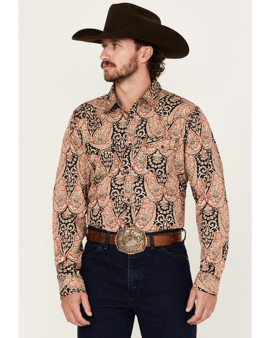 Men's Graysill Medallion Print Long Sleeve Snap Western Shi