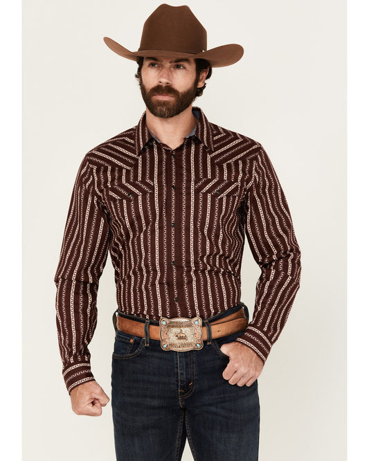 Men's Hansen Vertical Striped Wallpaper Print Long Sleeve S