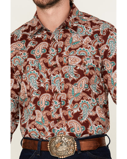 Men's Noah Paisley Print Long Sleeve Snap Western Shirt - T