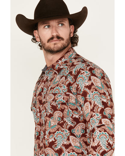 Men's Noah Paisley Print Long Sleeve Snap Western Shirt - B
