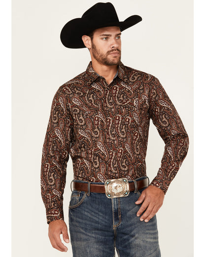 Men's Leo Paisley Print Long Sleeve Snap Western Shirt