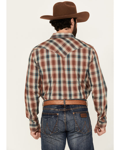 Men's Ricardo Plaid Print Long Sleeve Snap Western Shirt -