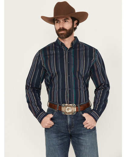 Men's Blake Striped Long Sleeve Button-Down Stretch Western