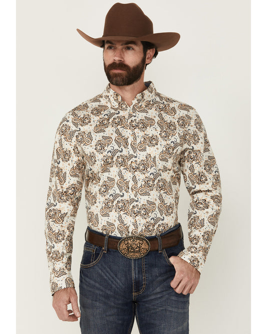 Men's Kendall Paisley Print Long Sleeve Button-Down Stretch