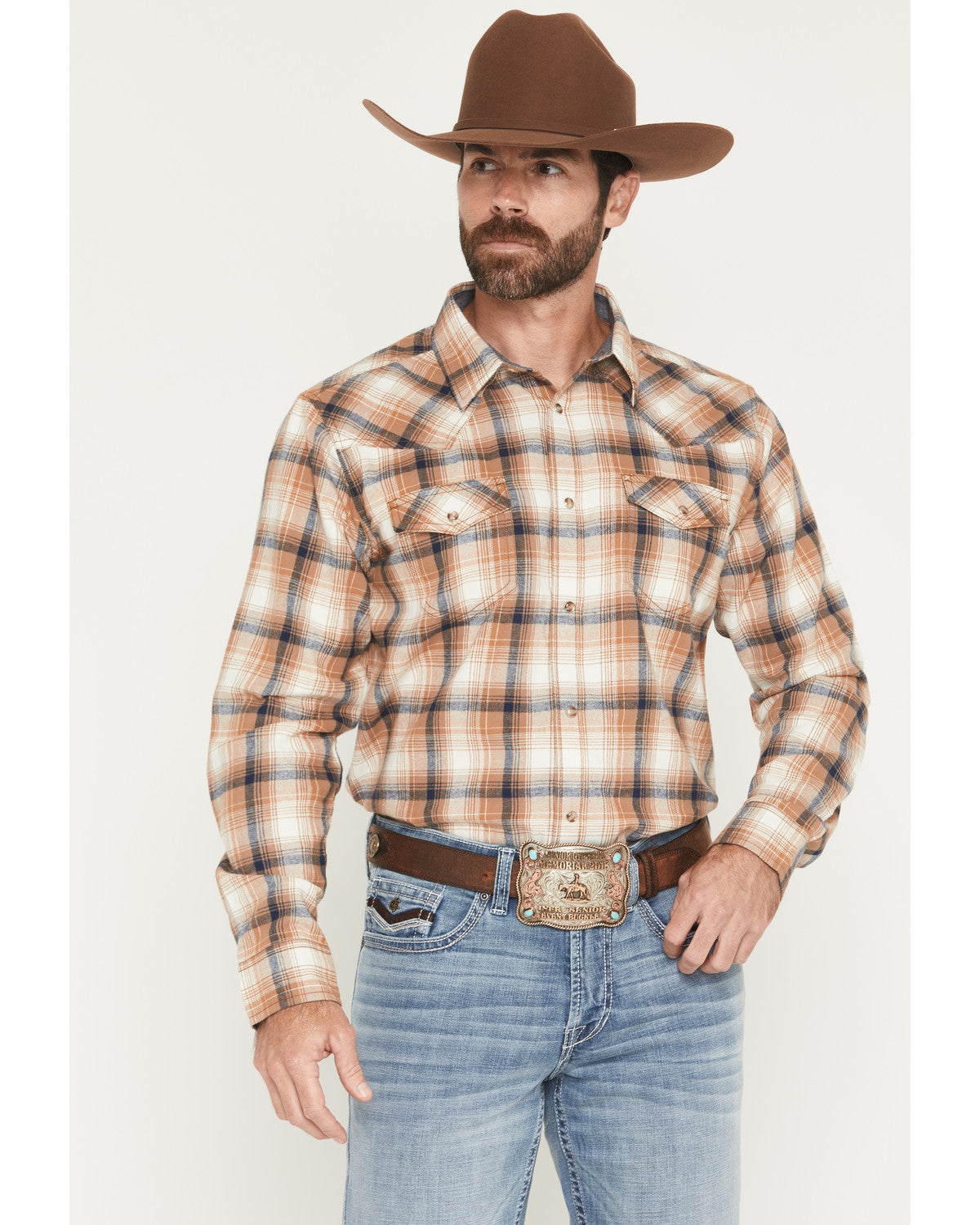 Men's Bravo Plaid Print Long Sleeve Snap Flannel Shirt - Ta