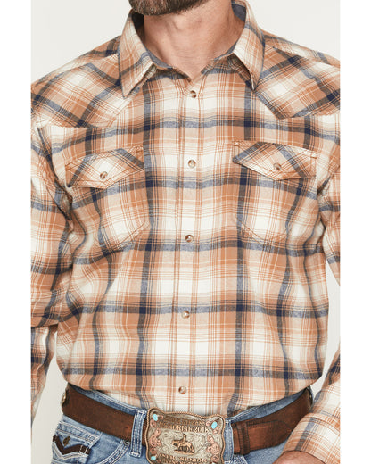Men's Bravo Plaid Print Long Sleeve Snap Flannel Shirt - Ta