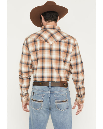 Men's Bravo Plaid Print Long Sleeve Snap Flannel Shirt - Ta