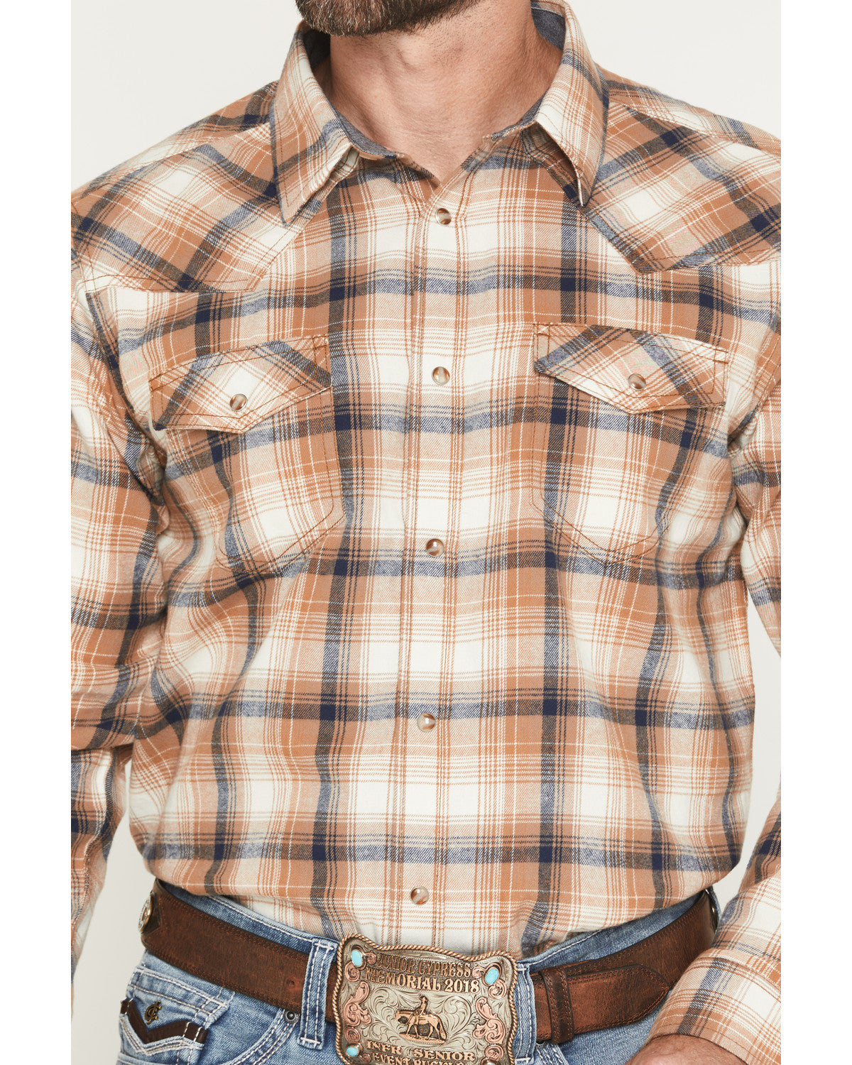 Men's Bravo Plaid Print Long Sleeve Snap Flannel Shirt - Bi