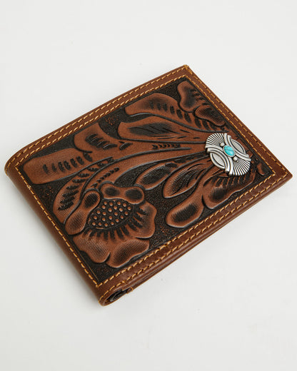 Men's Prescott Tooled Leather Concho Bifold Wallet