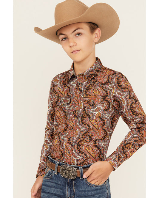 Boys' Dennis Paisley Print Long Sleeve Snap Western Shirt