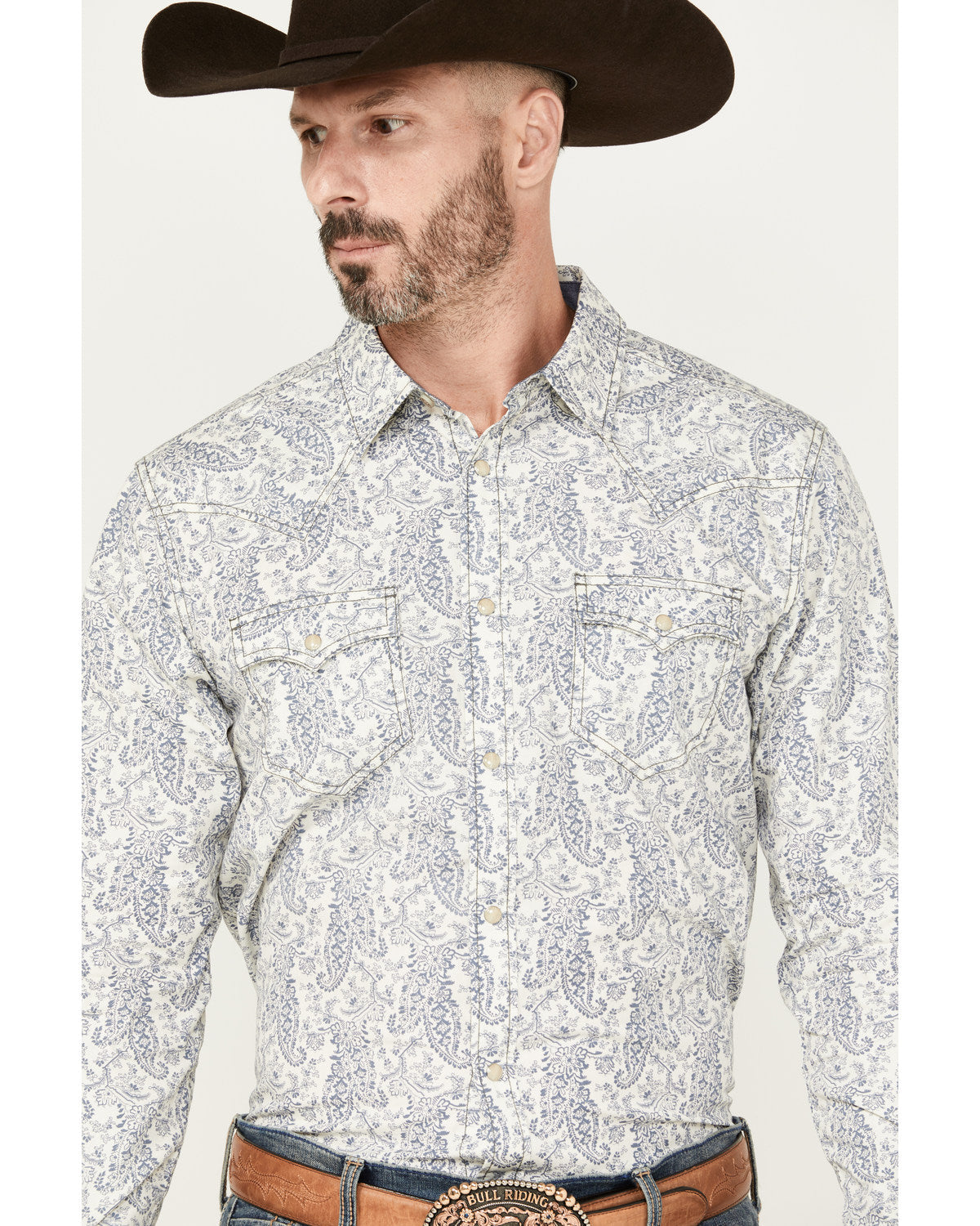 Men's Dagget Paisley Print Long Sleeve Snap Western Shirt -