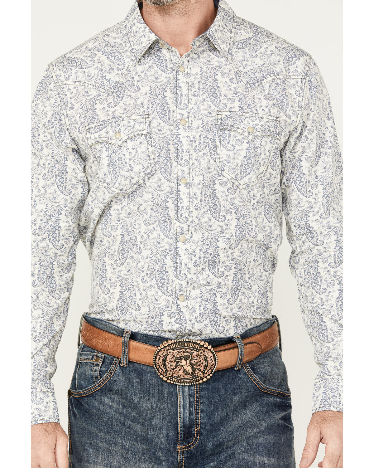 Men's Dagget Paisley Print Long Sleeve Snap Western Shirt -