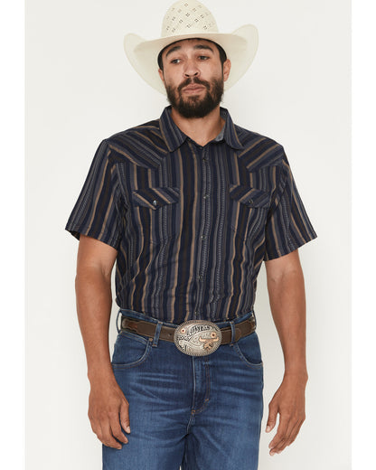 Men's Highland Rim Striped Print Short Sleeve Snap Western