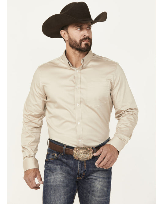Men's Basic Twill Long Sleeve Button-Down Performance Weste