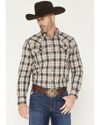 The American Cowboy Southwestern Plaid Print Long Sleeve Sn