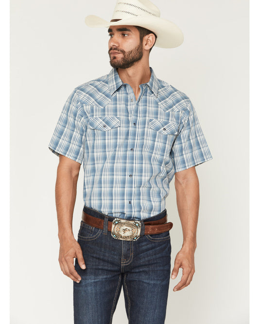 Men's Briggs Plaid Print Short Sleeve Snap Western Shirt