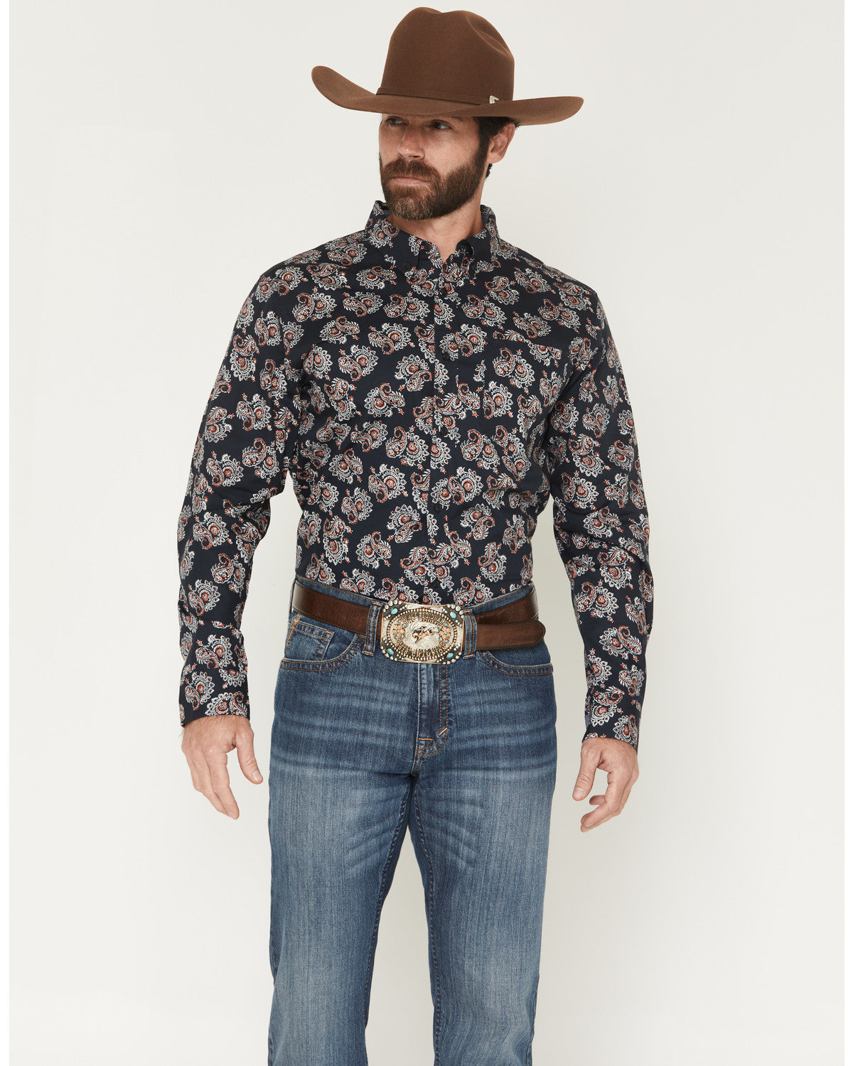 Men's Truett Paisley Print Long Sleeve Button-Down Western