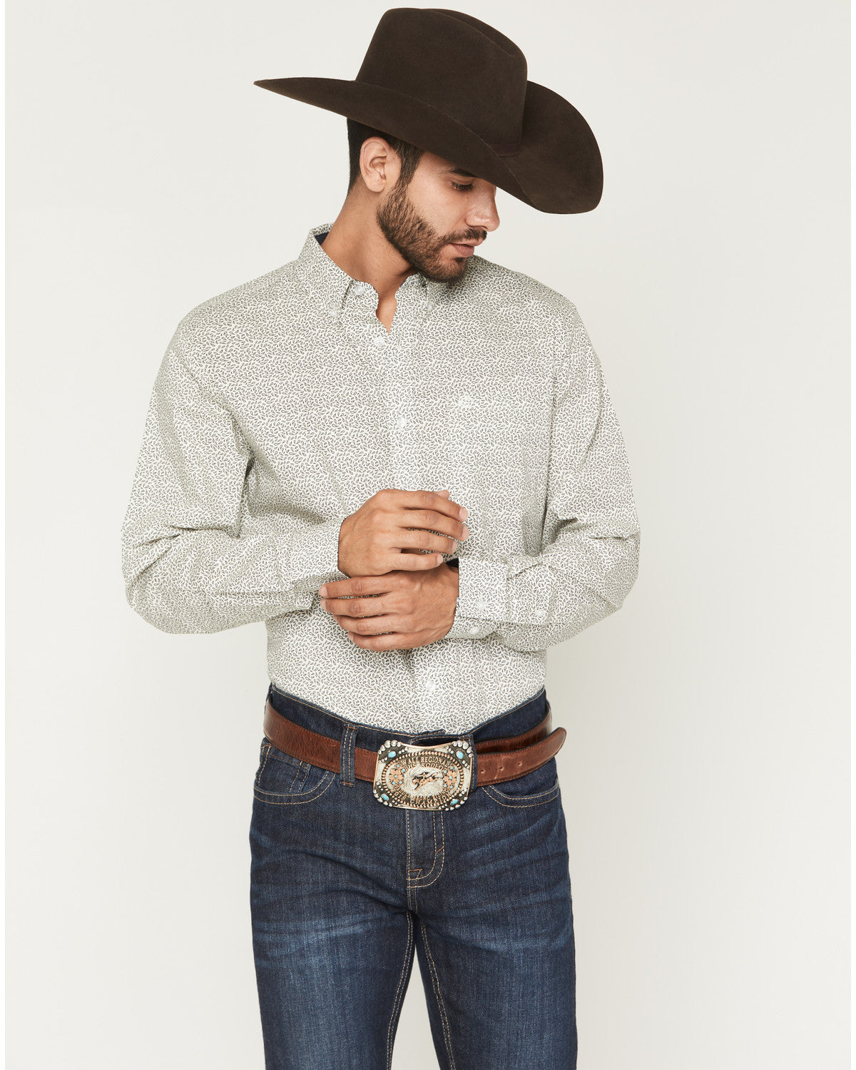 Men's Rhett Micro Paisley Print Long Sleeve Button-Down Str