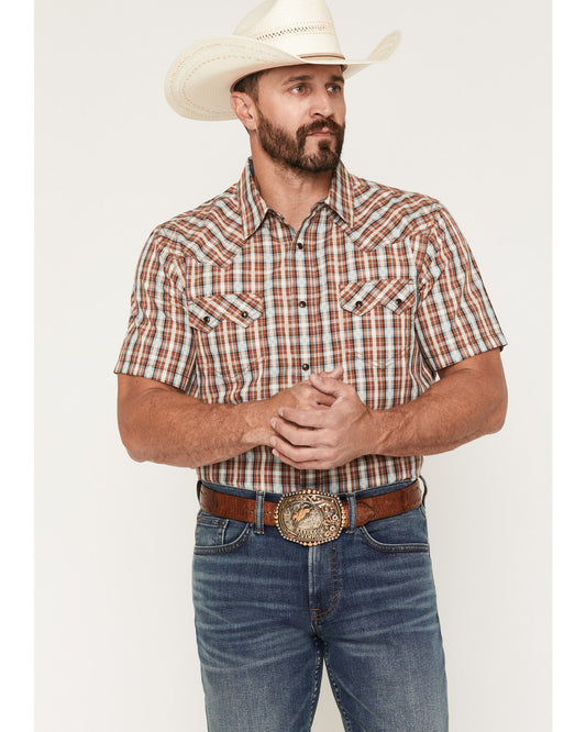 Men's Elmer Plaid Print Short Sleeve Snap Western Shirt