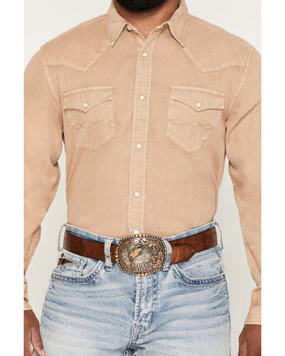 Men's Solid Long Sleeve Snap Denim Western Shirt