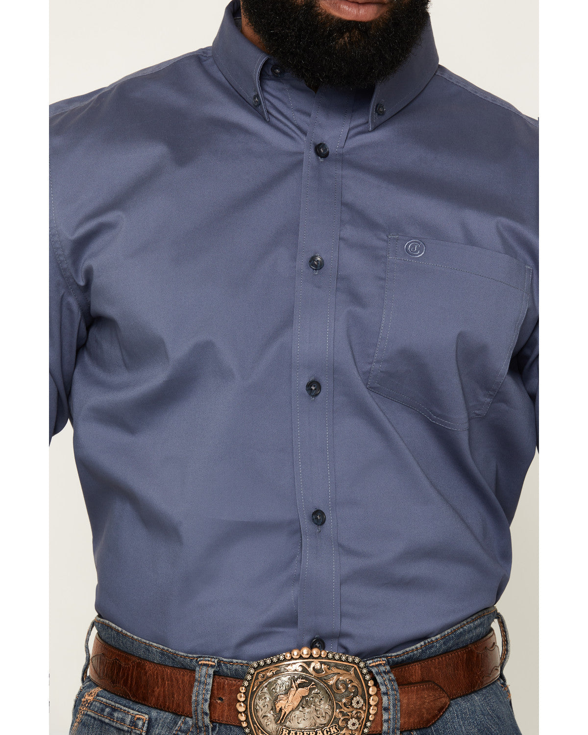 Men's Solid Long Sleeve Button-Down Stretch Western Shirt