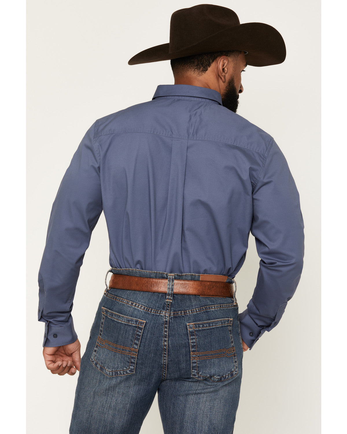 Men's Solid Long Sleeve Button-Down Stretch Western Shirt